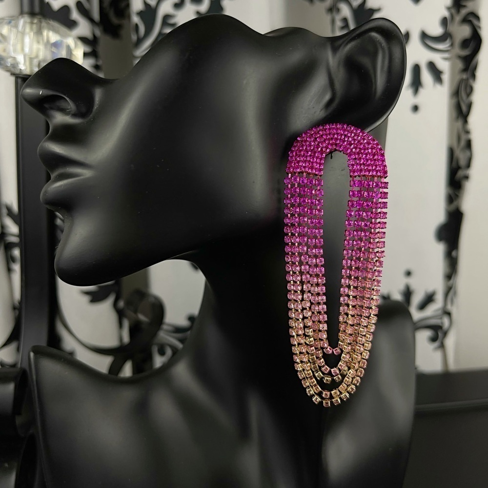 Fuchsia Diamond Drop Earrings